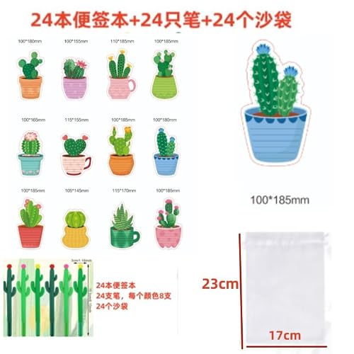 Cactus Sticky Note Gift Bundle 12 Pads 12 Pens for Coworkers(24PCS) (24PCS)
