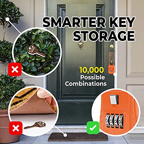 Lion Locks 1500 Key Lock Box with Code, Lockbox for Keys Outdoor, Realtor Lock Box for Short-Term Rentals, Holds 5 Keys (6 Pack, Orange)