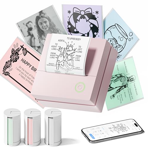 TYPONOS Mini Sticker Printer, PM290 Sticker Maker Machine with 3 Rolls Paper