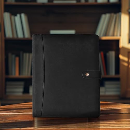 LEATHER VILLAGE Leather Portfolio for Men Women, Business Padfolio Folder