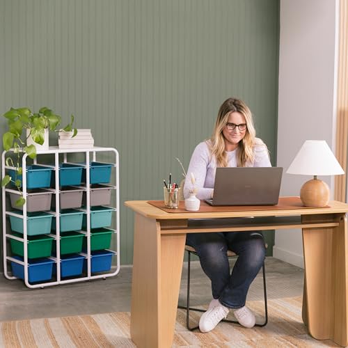 ECR4Kids 5-Tier Storage Rack with 15 Cubby Bins 5x3, Multipurpose Organization, Contemporary