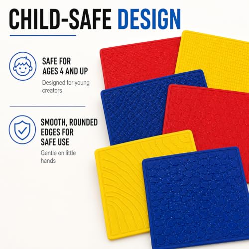 Casafoyer Animal Skins Texture Rubbing Plates for Kids' Art, 7x7 Inches, Set of 6 – Animal Texture Rubbing Plates for Creative Learning (Case of 2)
