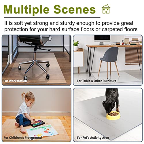 Transparent Plastic Carpet Protector Clear Vinyl Floor Protector Runner Roll, Heavy Duty Office Chair Mat for Wood Floors/ Tile Floor/ Laminate Flooring, Rectangle Skid Resistant Front Door Mat ( Colo