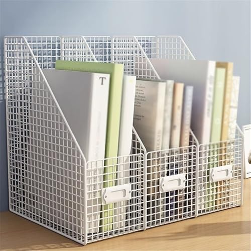 File Organizer Desktop File Magazine Folder Holder 3 Vertical Compartments for Office Home School Desk(Gold)