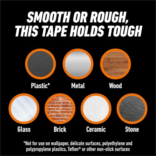 GORILLA Invisible Hold Mounting Tape, 1" x 150", Clear, 4-Pack