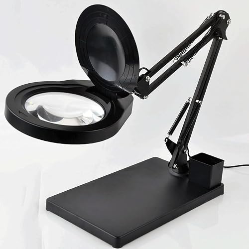 EUQKKWLOY Desktop Magnifier Desk Lamp Light Large Lens Repair Tool