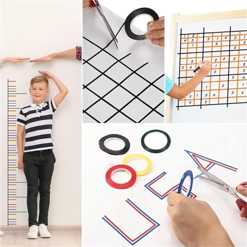 Whiteboard Marking Tape 24 Rolls 216.5Feet Whiteboard Tape Thin Board Marking Tape Lines Pinstripe Dry Erase Art Tape Graphic Chart Grid 1/8 Inch(Yellow)