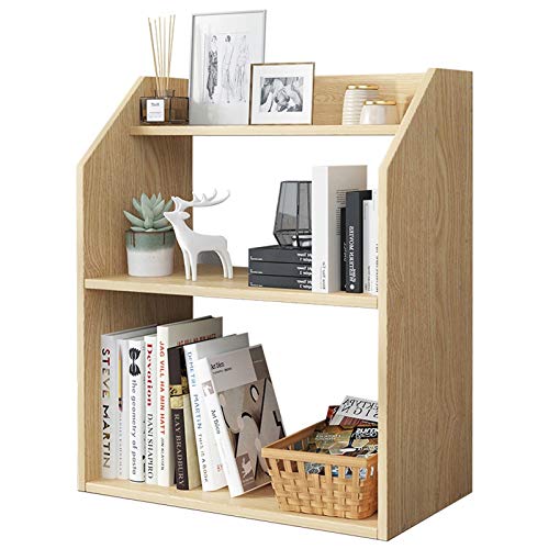 BINGQIAN Standing Bookcase Desktop Bookshelf Office Shelves Desktop Organizer Home Bedroom Small Storage Rack Simple Multi-Layer Bookcase, 20.1"×7.9"×23.6" Desktop Book Stand(A)