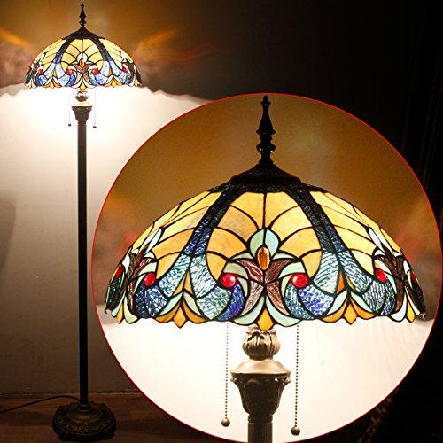 WERFACTORY Tiffany Floor Lamp 64 Inch Stained Glass Standing Reading Light