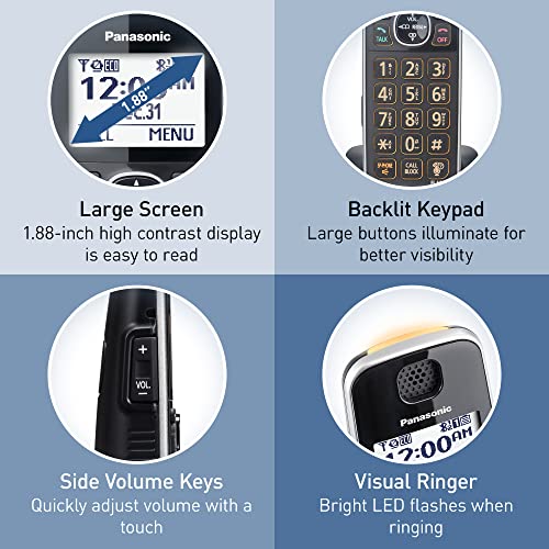 Panasonic DECT 6.0 Expandable System, Cordless Phones with Answering Machine and Call Blocking - 5 Cordless Phones 5 Handsets - KX-TGE645M (Metallic Black)