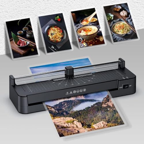 A3 Laminator Machine, Thermal Laminator with Laminating Sheets 40pcs, 355mm/min, 2 Minutes Quick Warm-up, Punch&Corner Rounder, for A3 A4 A5 A6 with Paper Trimmer