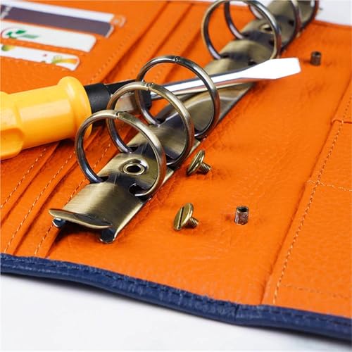 A6 Binder Rings 12pcs with Screw Metal Diary Notebook Binding Hoops File Folder Refillable Loose-Leaf Ring Spiral Rings Binder Clip for Notebook(Silver-A7-19mm)