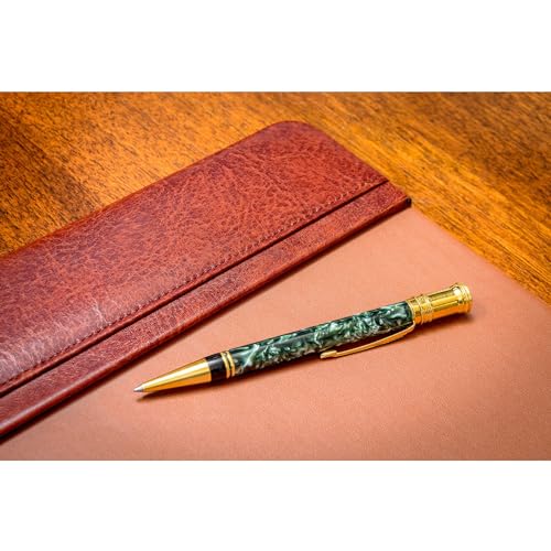 Dacasso 34" x 20" Mocha Leather Desk Pad with Top Rail - Executive Desk Surface Protector - Luxury Leather Blotter for Writing