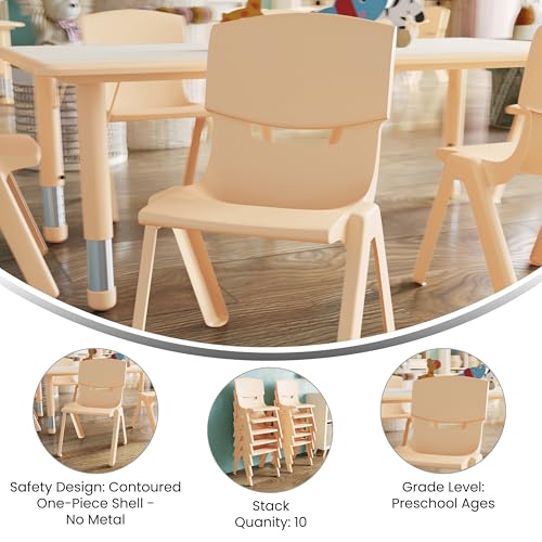 Flash Furniture Whitney 10 Pack Natural Plastic Stackable School Chair with 12" Seat Height
