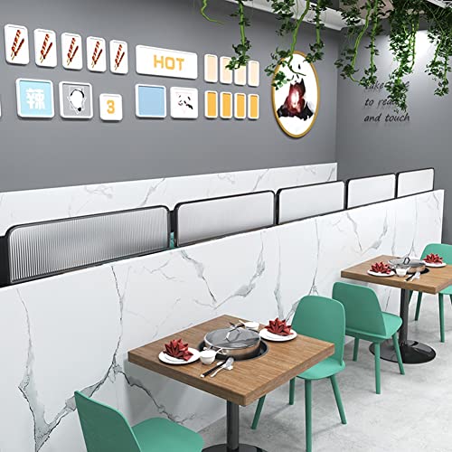 Commercial Privacy Panel Screens Metal Frame + Tempered Glass Countertop Partition for Office Restaurant Hotel (Black 1.5mx30cm)