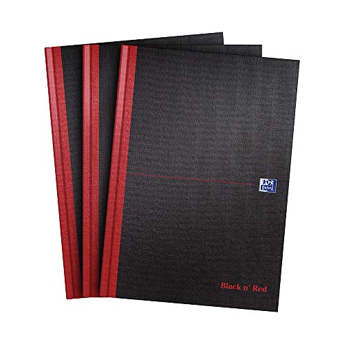 Oxford Black n' Red A4 Notebook, Hardback Casebound, Pack of 3