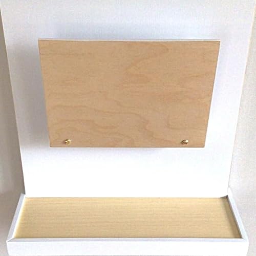 GHCUHJ Modern Wall Mounted Mail Organizer with Key Hook, White and Natural Wood Letter Holder, Vertical Hanging Storage Rack for Entryway Hallway Kitchen Office, 2-Tier Envelope Sorter with Shelf