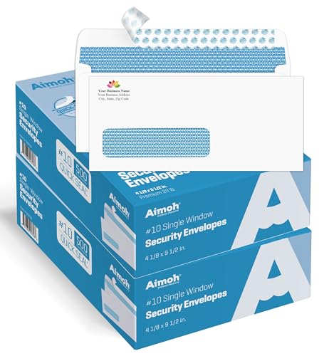 Aimoh #10 Custom Envelopes with Logo, Personalized Window Envelopes 1000ct