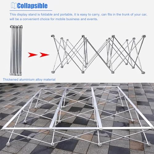 Jievmrs Portable Pop Up Display Stand Booth Frame, Tension Fabric Backdrop Truss with Support Bars, Trade Exhibit Poster Show Rack for Indoor/Outdoor(2.3x1.55m (7.5x5ft))