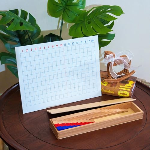 penepico Premium Montessori Math Toys, Wooden Subtraction Strip Board 16″ Solid Beechwood, Math Manipulatives for Kids Ages 5-8, Learning Subtraction Facts, Homeschool & Classroom Teaching Aids Gift