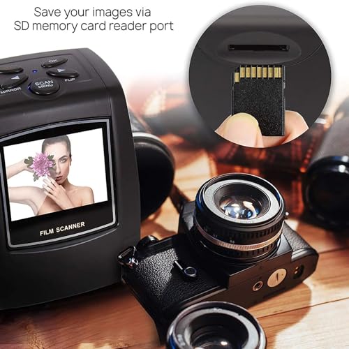 Mini Negative Scanner 35mm/135mm 2.4-inch Slide Converter LCD Screen, Automatic Exposure &Color Balance Adjustment,Photo Digital Image Viewer Built-in Editing Software