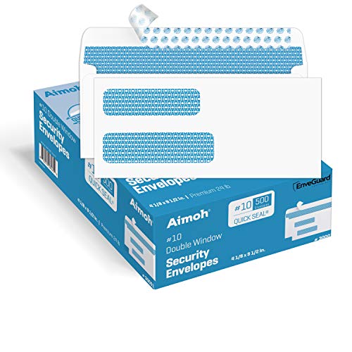 Aimoh #10 Double Window Self-Seal Security Envelopes, #10 Envelope 2500ct
