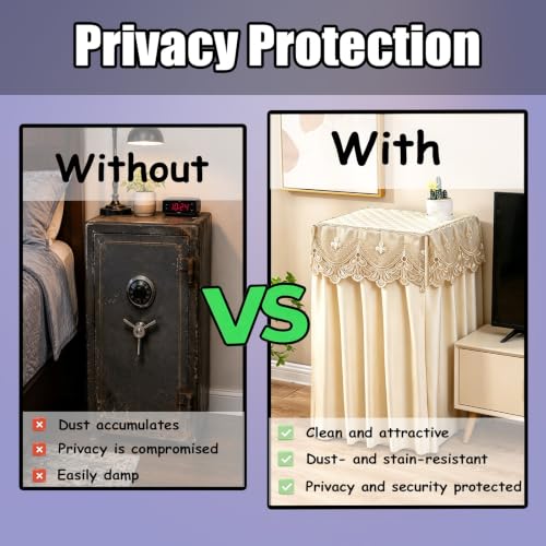 CHZDPP Customizable Safety Cover with Lace, Safe Cabinet Protector Cover for Beverage Refrigerator/Freezers/Washing Machine, 6 Color Safe Cover Disguise(Beige,38x34x60cm/15x13x24in)