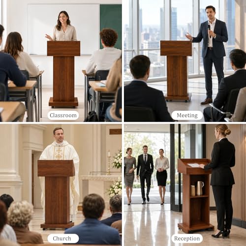 BGEDL Floor Standing Podium Speaking Lectern Stand Portable Podium Stand
