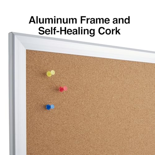 Staples Cork Bulletin Board, 3x2 Feet, Oak Frame, Self-Healing