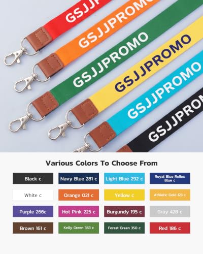 GSJJPROMO Custom Dye Sublimation Lanyards, 50-5000PCS Personalized Lanyard with Logo, Name, Text or Photo, Custom Neck Straps with Badge Holder for ID Badges, Keys, Business, School, Events & Office