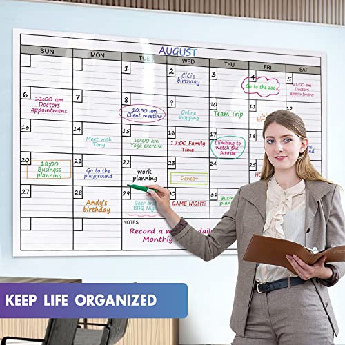 Dry Erase Calendar for Wall Large, 25 x 38 in Monthly Laminated WhiteBoard