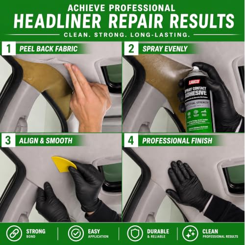 LAUCO Spray Adhesive Contact 13oz, Pack of 6, Industrial Strength Heavy Duty Glue for Wood, Metal, Plastic & Rubber, Heat & Moisture Resistant Fast Bond Multi-Surface Spray Adhesive 36097