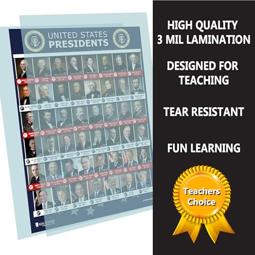 All Presidents of the united states Of America 47th 2nd Term Super EXTRA LARGE poster (42x60in) COLOR PHOTOS chart LAMINATED Classroom Big school decoration HUGE | MADE IN USA | split.
