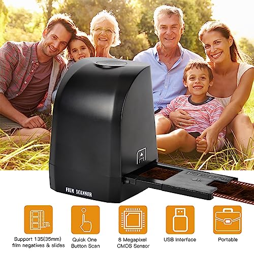 CHANGLKJ Film Scanner Transfer Machine, Slide Negative Scanner, Convert 35mm/135mm Film Slide to 8MP JPEG Photos, Support Image Preview/Playback/Editing Function, for Gift to Friends, Lover, Family