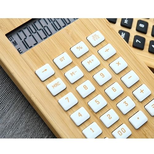 DUYHBAWRS Calculator Solar Calculator 12-Digit Display Large Screen and Wood Calculator Student Financial Desktop Office Learning Computer(D)