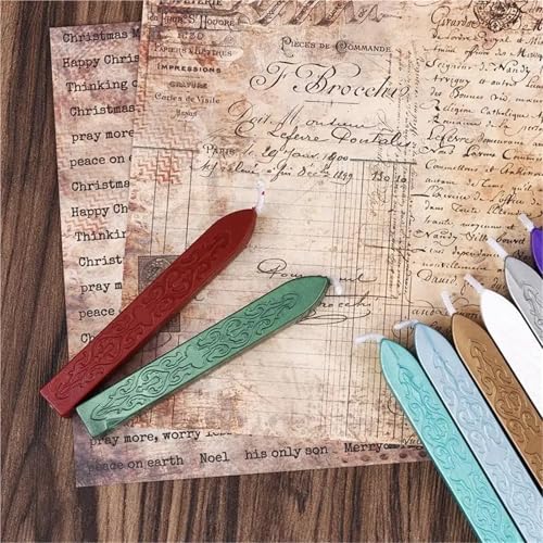 9pcs Antique Wax Seal Sticks with Wick for DIY Handmade Postage Letter Stamp