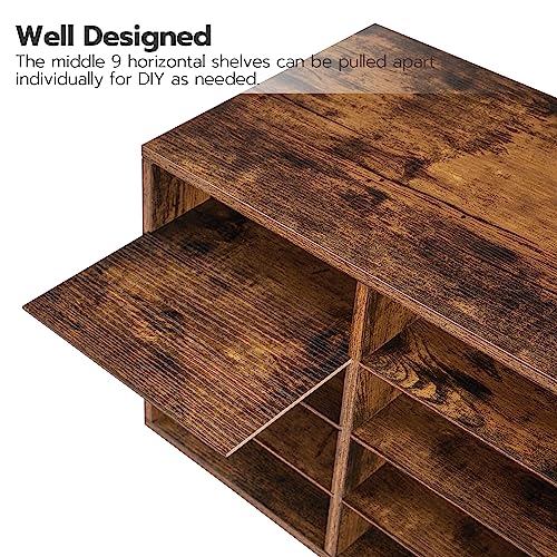 HOOBRO Countertop Mail Sorter Organizer, Wooden Literature Organizer, Student Mailbox for Classroom, Desktop Bill Organizer for Office Home School, 12 Compartments Rustic Brown FG43WF01