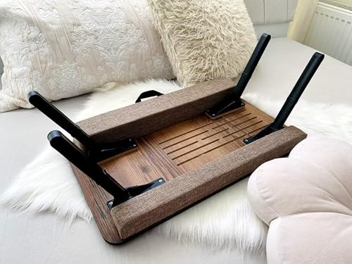 Laptop Stand Lab Desk with Cushion and Fold Away Bed Tray with Mause Pad PhoneCompartments and Wrist Supported-FreelancerFoldable