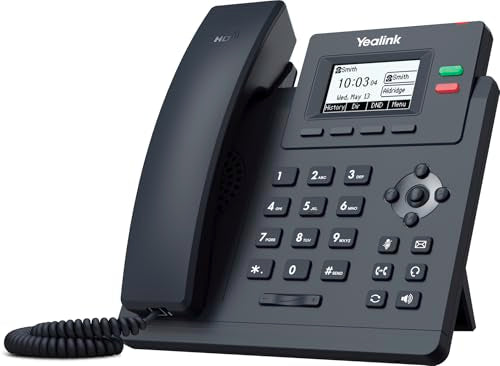 Yealink T31P IP Phone, 2 VoIP Accounts. 2.3-Inch Graphical Display. Dual-Port 10/100 Ethernet, 802.3af PoE, Power Adapter Not Included (SIP-T31P)