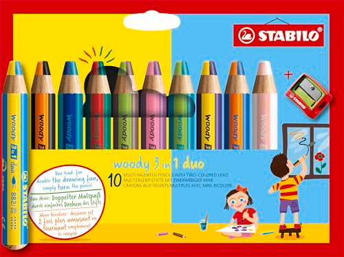 STABILO duo coloured pencil, watercolour & wax crayon woody 3 in 1 duo