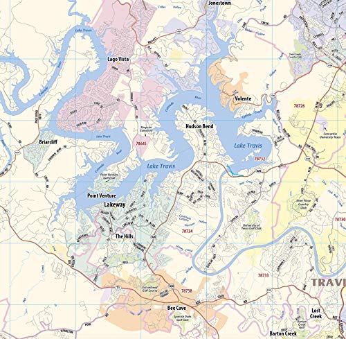 Topographics Austin Metro Area Laminated Street Map (42" x 47")