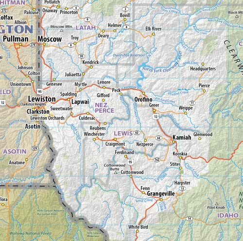 Idaho Laminated Wall Map (40” wide by 60” high)