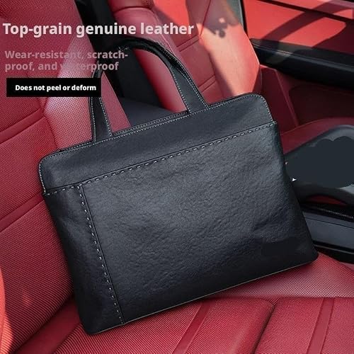 AWMGPDDBTO Briefcases for Men Men's Leather Briefcase, Black