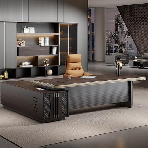 LINKIO Home Office Desks Boss Painted Leadership Office Furniture Modern President Manager Desk Large Desk Computer Table Desk(2.2m)