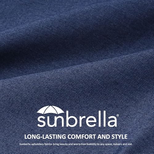 Unimatta Sunbrella Outdoor High Back Chair Cushion Seat Pads, 44 x 21 Inch Water-Repellent & Fade-Resistant Patio Furniture Cushions with Ties for Adirondack, Rocking Chairs, Specrtum Indigo