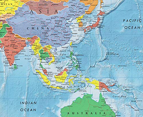 36x48 World Classic Elite Wall Map Laminated Flags of the World
