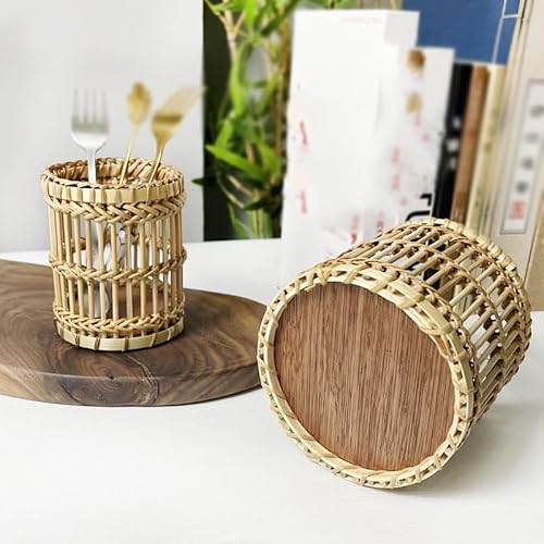 MOLYSAK Stationery Pencil Holder Paper Rope Storage Box Rattan Storage Basket Paper Rope Woven Basket Desktop Storage Basket