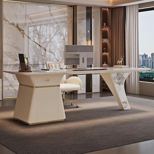 LINKIO Home Office Desks Rock Board Desk Minimalist Desk Modern Model Room Study Writing Desk Workbench Computer Table Desk(180cm)
