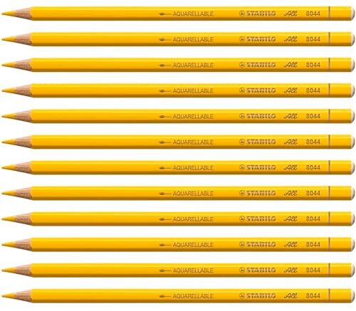 Stabilo All Coloured Pencils for Almost All Surfaces Collapsible Box of 12 Yellow