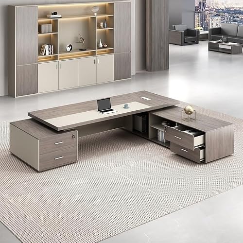 LINKIO Home Office Desks Boss Modern Large Desk President Manager Supervisor Desk Single Office Furniture Computer Table Desk(2.2m)
